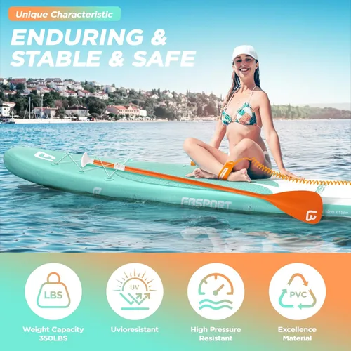 Vista 30 de FBSPORT Tabla de remo de pie prémium de 11 pies, tabla de yoga con accesorios de SUP y bolsa de transporte, amplia posición, control de surf
