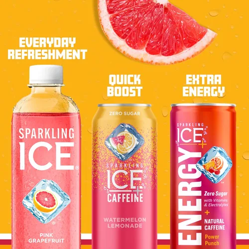 Vista 6 de Sparkling Ice, Toronja Rosa. Agua con gas, con antioxidantes y vitaminas, cero azúcar. Botellas de 17 oz (Paquete de 12).