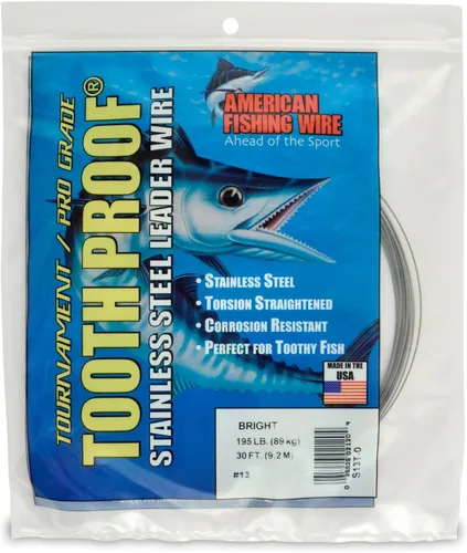 Vista 87 de AFW Alambre Líder Duro de Una Hebra de Acero Inoxidable a Prueba de Dientes - Brillante y Camuflaje para Tiburón, Barracuda, Caballa Real, Wahoo