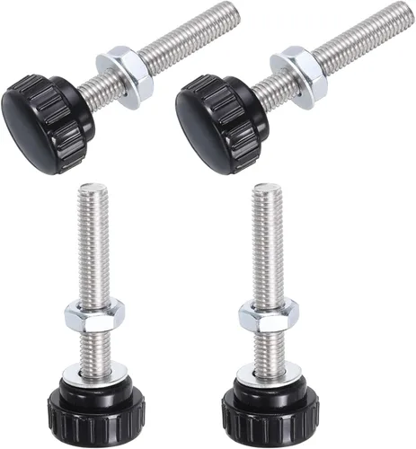 Vista 58 de Uxcell 4 juegos de perillas estriadas con tornillos de pulgar y tuercas, rosca macho métrica M6 x 35 mm, cabeza de plástico de 25 mm, perillas