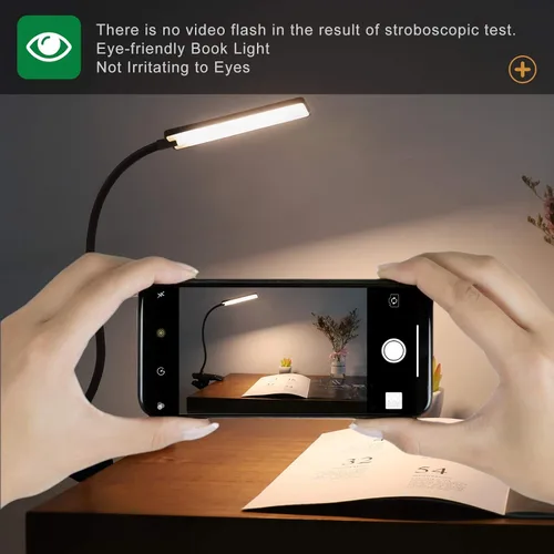 Vista 6 de Luz de Lectura LED con Clip Recargable USB Luces para Libros, 24 LEDs Lámpara de Cama Nocturna de Cuello Flexible, Control Táctil Lámparas de Negro