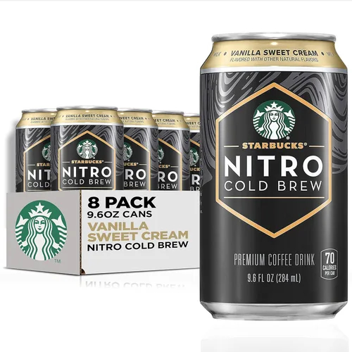 Vista 7 de Starbucks - Café RTD Nitro Cold Brew, Negro Sin Azúcar, Latas de 9.6 fl oz (Paquete de 8), Café Helado, Café Cold Brew, Bebida de Café