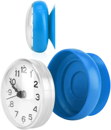 Vista 5 de Reloj de pared con ventosa, espejo de ventana de pared con ventosa, reloj de ducha de baño con esfera digital árabe de cara redonda, reloj de ducha
