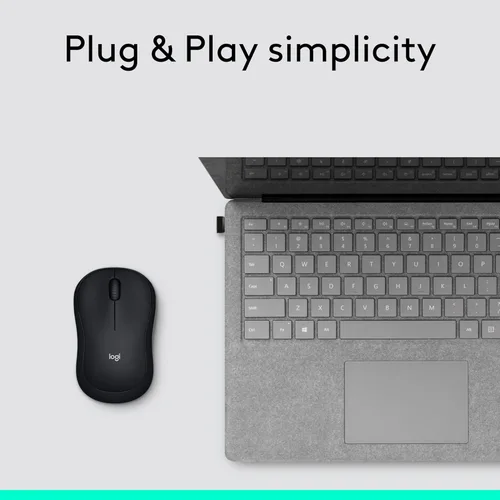 Vista 8 de Logitech Ratón inalámbrico M185, 2.4 GHz con mini receptor USB, duración de la batería de 12 meses, seguimiento óptico de 1000 DPI, ambidiestro