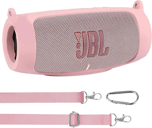 Vista 15 de co2CREA Funda de silicona para altavoz Bluetooth JBL Charge 5 portátil a prueba de agua, funda de viaje suave con correa para el hombro, funda