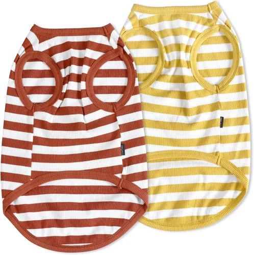 Vista 2 de Camisa para perro, ropa a rayas para perro, chalecos elásticos de algodón suave para perros pequeños, medianos y grandes, ropa para cachorros, ropa