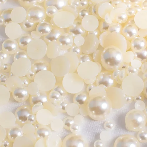 Vista 5 de Cuentas de perlas de parte trasera plana para manualidades, cuentas de media perla de 5/6/8/10/0.472 in para manualidades, accesorios de bricolaje