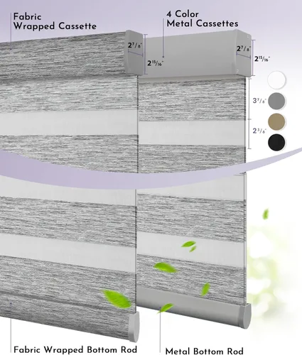 Vista 6 de Graywind Persianas motorizadas de cebra para ventanas, persianas inteligentes 100 % opacas con control remoto, persianas de cebra personalizadas