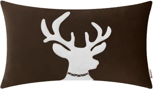 Vista 27 de BRAWARM Christmas Pillow Cover 18 X 18 Inches, Black Reindeer Embroidered Pillow Cover, Soft Velvet Decorative Throw Pillow for Couch Bed Sofa