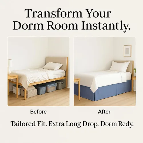 Vista 116 de eBeddy Linens 1 falda de cama de algodón egipcio de 800 hilos, tamaño individual de 39 x 75 a 14 pulgadas, caída y caída, fácil de lavar, resistente