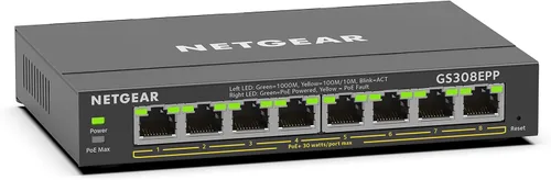Vista 12 de NETGEAR Switch PoE Gigabit Ethernet Easy Smart Managed Essentials de 5 puertos (GS305EP) - con 4 x PoE+ @ 63W, para montaje en escritorio o en pared