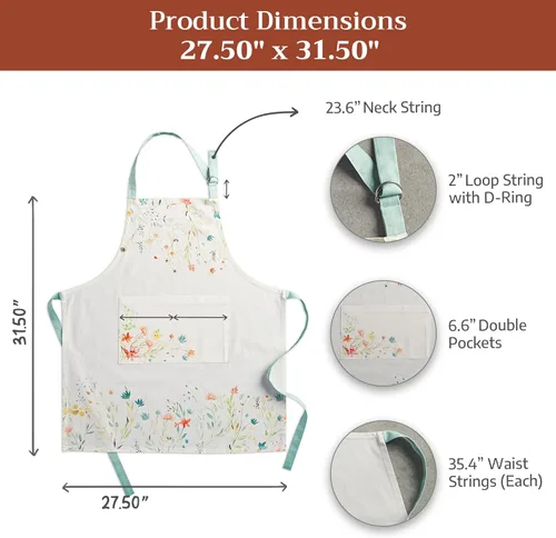 Vista 7 de Maison d' Hermine 100% Cotton Apron for women with Pocket Kitchen Chef Apron for Men Cooking Mothers Day Gifts