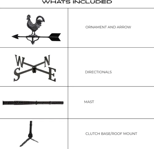 Vista 2 de Montague Metal Products Veleta de 32 pulgadas con adorno de gallo de hierro sueco