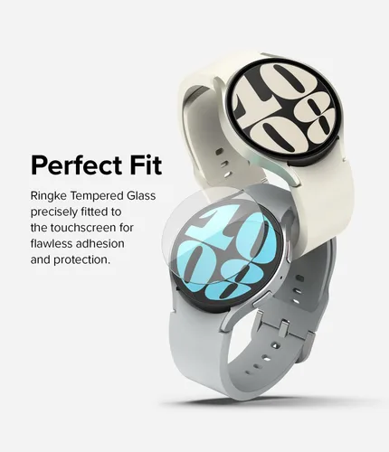 Vista 4 de Ringke Paquete de 4 protectores de pantalla compatibles con Samsung Galaxy Watch 6 (1.575 pulgadas), vidrio templado protector de dureza 9H