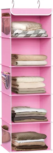 Vista 16 de Simple Houseware Organizador de armario colgante de 5 estantes, color negro