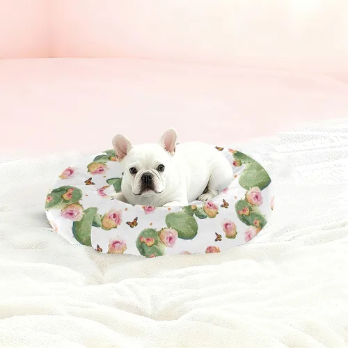 Vista 2 de Wudan Pet Cat Beds Relieve Stress Fluffy Dog & Cat Cushion for Small Size Pets Sleeping XS Beauty Prickly Pear Fruit White
