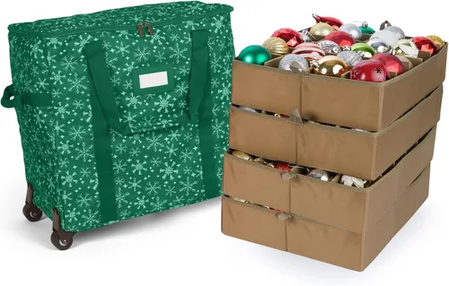 Vista 68 de Covermates Keepsakes Bolsa de almacenamiento ajustable para adornos, con asas de transporte, protección acolchada, ruedas dobles, almacenamiento
