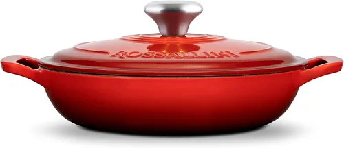 Vista 2 de ROSSALLINI Signature - Estofador de hierro fundido esmaltado, olla antiadherente con tapa de ajuste ajustada para asar perfectos, hornear, saltear