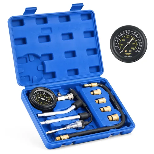 Vista 9 de Kit de probador de compresión de motor Orion Motor Tech, kit de probador de compresión de cilindro de 11 piezas con probador de bujía, medidor