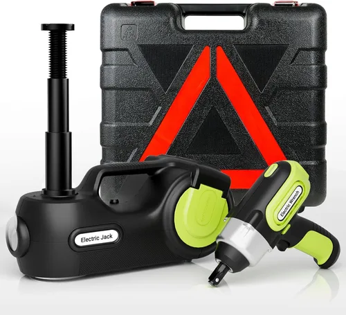 E-HEELP Kit de gato eléctrico para auto de 5 toneladas y 12 V, gato hidráulico con llave de impacto y bomba infladora para auto, SUV, sedán, MPV,