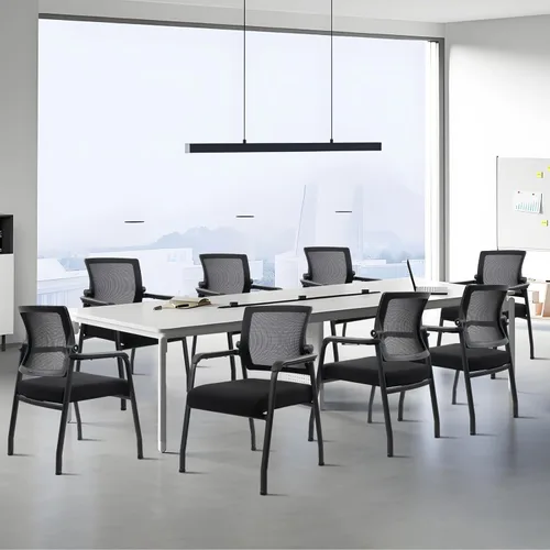 Vista 7 de KLASIKA Sillas de oficina sin ruedas Soporte lumbar ergonómico y cojín de asiento grueso, silla de escritorio con respaldo de malla ajustable