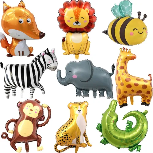 Vista 12 de Globos de abeja, 6 piezas de globos de aluminio con forma de helio para fiesta de animales de dibujos animados para selva safari temática telón