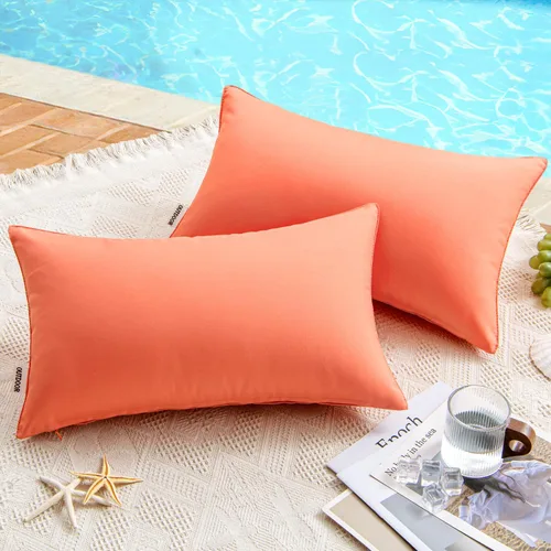 Vista 41 de MIULEE - Paquete de 2 fundas de cojín decorativas, impermeables; para usar en exteriores, jardín, patio, tienda de campaña, sofá, decoraciones