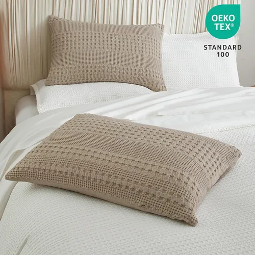 Vista 158 de PHF - Fundas de almohada 100% algodón con tejido gofre europeo, 26 x 26 pulgadas, 2 unidades para decoración elegante del hogar, para cama, sin