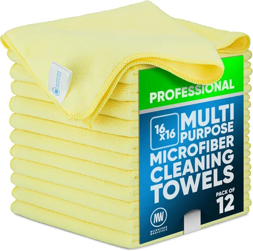 Vista 15 de MW Pro - Paño de limpieza de microfibra Morado Paquete de 12 16 x 16 pulgadas Toallas de microfibra multiusos – Limpias, polvo, pulido