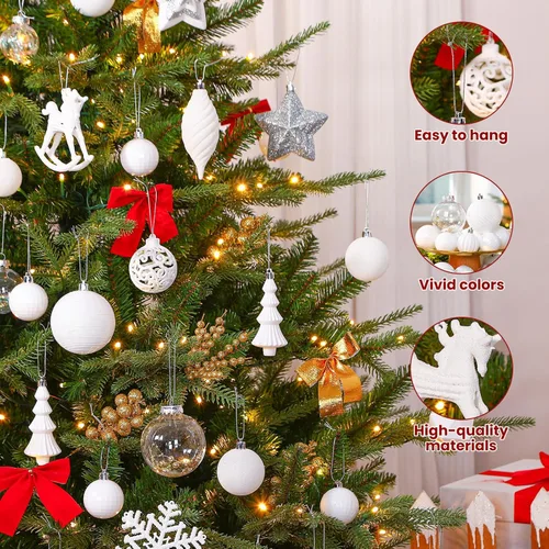 Vista 7 de SHareconn Juego de 100 adornos decorativos para árbol de Navidad, bolas de plástico inastillables para decoración de árbol de Navidad, vacaciones