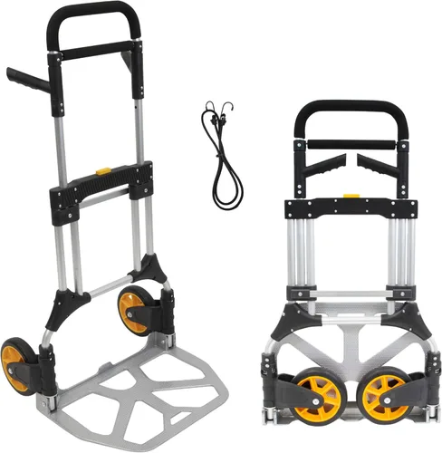 Vista 9 de Mount-It! Carretilla y plataforma móvil de mano plegable, capacidad de 165 libras, carrito para equipaje resistente con manija telescópica y ruedas