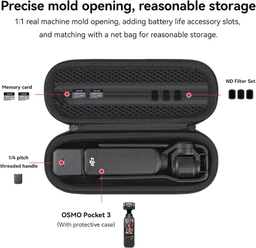 Vista 2 de DJI Osmo Pocket 3 Case, funda portátil para Osmo Pocket 3, asa roscada y cubierta, bolsa protectora compacta de almacenamiento para DJI Pocket 3