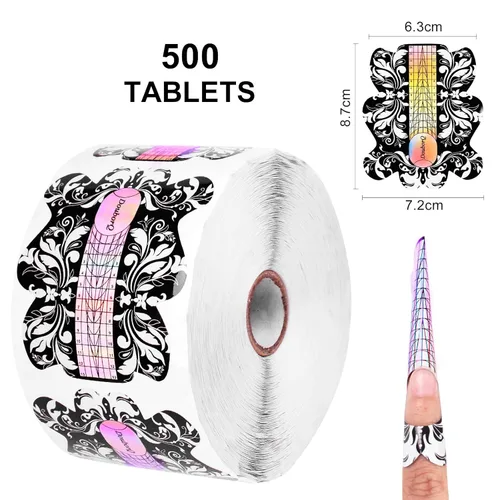 Vista 5 de DouborQ 500 piezas de formas de uñas acrílicas, puntas de extensión de uñas, formas de uñas para uñas acrílicas, uñas de gel UV, calcomanías de guía
