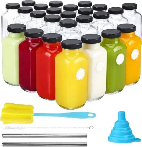 Vista 11 de CUCUMI Botella de leche de vidrio con tapa hermética reutilizable y fuerte, 1 paquete de botellas de jugo de vidrio de 64 onzas para leche
