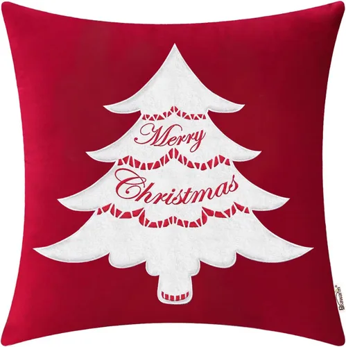 Vista 24 de BRAWARM Christmas Pillow Cover 18 X 18 Inches, Black Reindeer Embroidered Pillow Cover, Soft Velvet Decorative Throw Pillow for Couch Bed Sofa