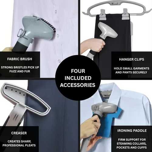 Vista 7 de SALAV® Vaporizador profesional para ropa de pie – Vaporizador de ropa resistente de 1500 W con cable retráctil, control de pedal de pie, ruedas