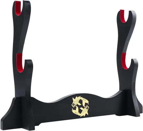 Vista 11 de Soporte de espada de terciopelo japonés acolchado Katana Stand Samurai Display Rack Soporte Todo Tanto Espada yin y Yang 1 Nivel