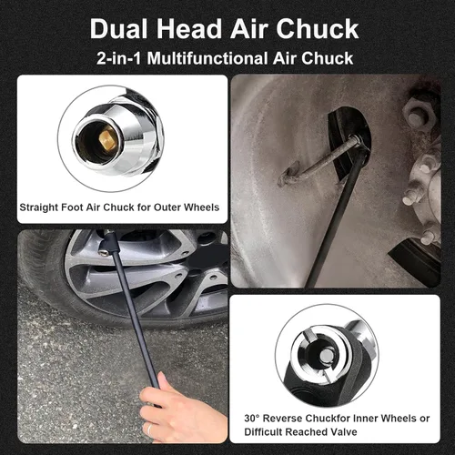 Vista 3 de GODESON Portabrocas de aire, Portabrocas de aire de 12" de alcance extendido para neumáticos, Portabrocas de aire de doble cabezal resistente