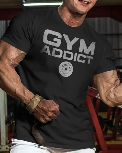 Vista 2 de Gym Addict - Camisetas de entrenamiento para hombres, divertida camiseta de levantamiento