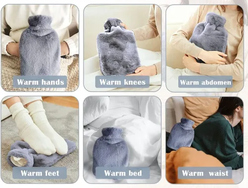 Vista 5 de Bolsa para botella de agua caliente 3 en 1 con cubierta de cintura, bolsa de agua caliente, bolsa con cinturón suave, máscara de ojos + embudo