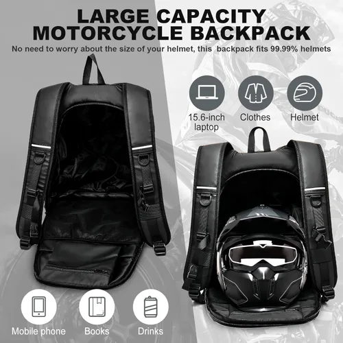 Vista 4 de Mochila para Casco de Motocicleta, Mochilas Impermeables para Montar para Hombres, Accesorios para Motocicletas, Bolsas de Montar en Moto, Mochilas