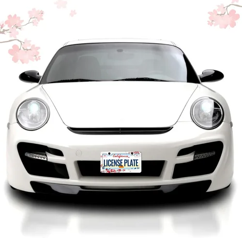 Vista 6 de LIN KANG Hermoso Marco de Matrícula de Flor de Cerezo - 2 PCS Portamatrícula de Flores Florales Cubierta Accesorios Universales de Automóvil