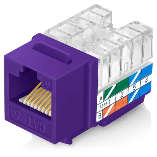Vista 19 de Everest - Paquete de 10 conectores Keystone RJ45 Cat6A en ángulo de 90°, color blanco, conectores RJ45 hembra de perfil delgado, conector Keystone