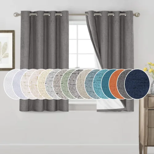 Vista 100 de Primitive - Cortinas opacas 100 % de lino texturizado natural para dormitorio, sala de estar, cortinas para ahorra energía, tela de arpillera