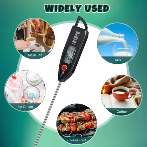 Vista 5 de Termómetro digital de lectura instantánea para carne, 3 unidades, con sonda larga de 9.65 pulgadas, para cocina, alimentos, dulces, impermeable