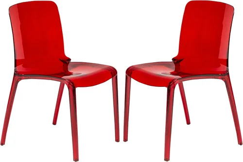LeisureMod Silla de comedor moderna de mediados de siglo, silla de acrílico para cocina, comedor y decoración contemporánea del hogar (rojo, juego