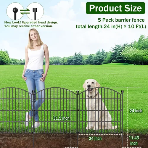 Vista 2 de Panel de cerca de barrera para animales, 24" de alto x 10 pies de largo, cerca decorativa sin excavar, panel de alambre metálico a prueba de óxido