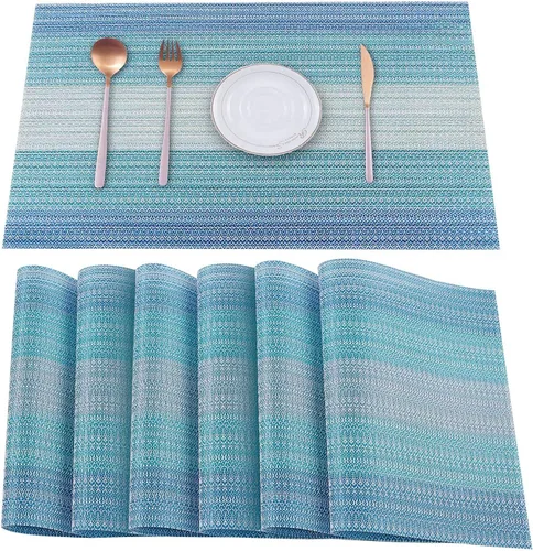 Vista 10 de HeloHo Juego de 4 manteles individuales de rejilla blanca y negra, lavables, de vinilo, lavables, para cocina, comedor, decoración de mesa