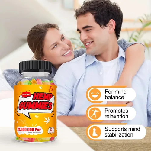 Vista 4 de Gomitas de cáñamo de 24000 mg de alta potencia, gomitas de cáñamo para dormir profundamente y relajación, gomitas de aceite de cáñamo natural