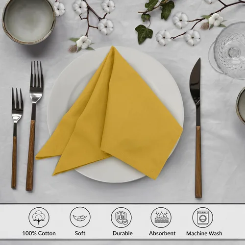 Vista 3 de Ruvanti Juego de 6 servilletas de tela, 18 x 18 pulgadas, 100% algodón, lavables, suaves y absorbentes, perfectas para bodas, Navidad, cenas